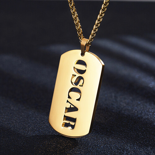 mens personalised dog tag pendant jewelry wholesale factory custom cuban chain cut out name necklace vendors websites